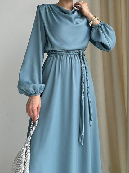 Steel Elegant Dress with Belt
