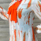 White And Orange Women Long Sleeve Shirt With Scarf