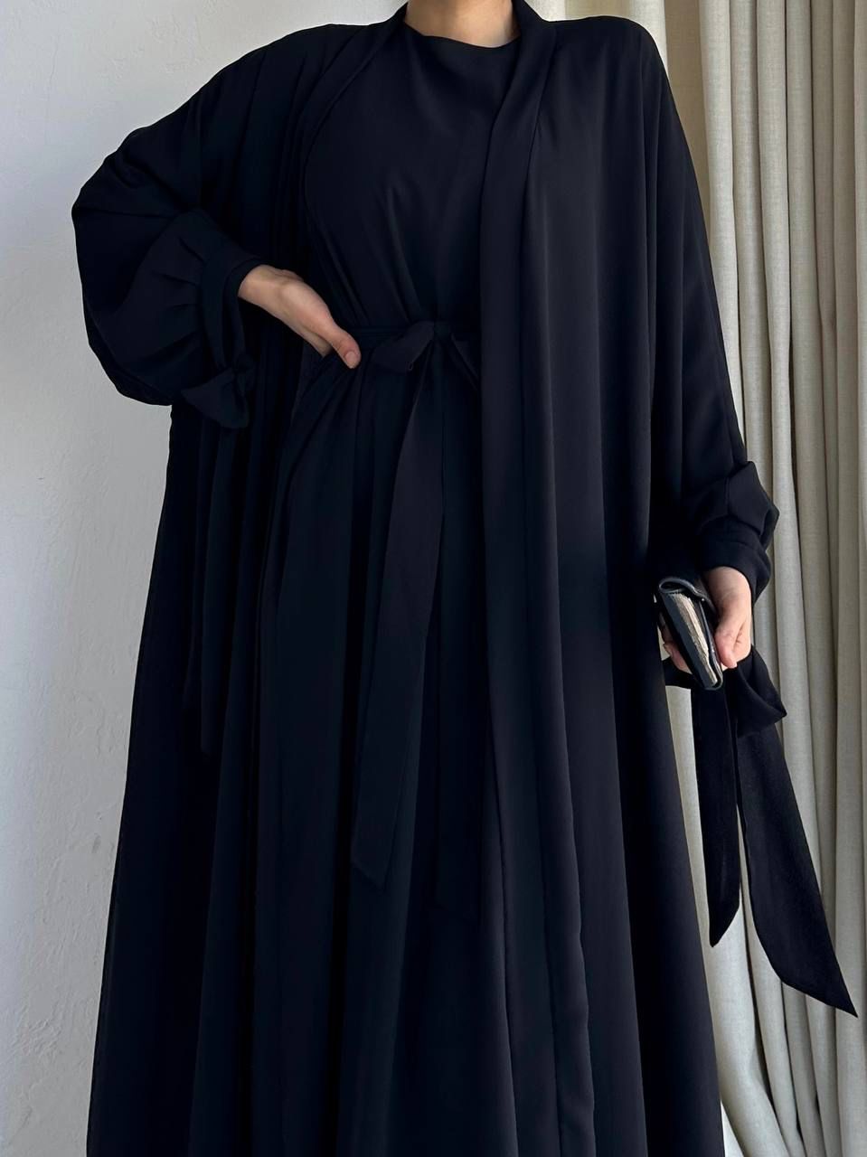 Black Elegent Abaya with 2 peices