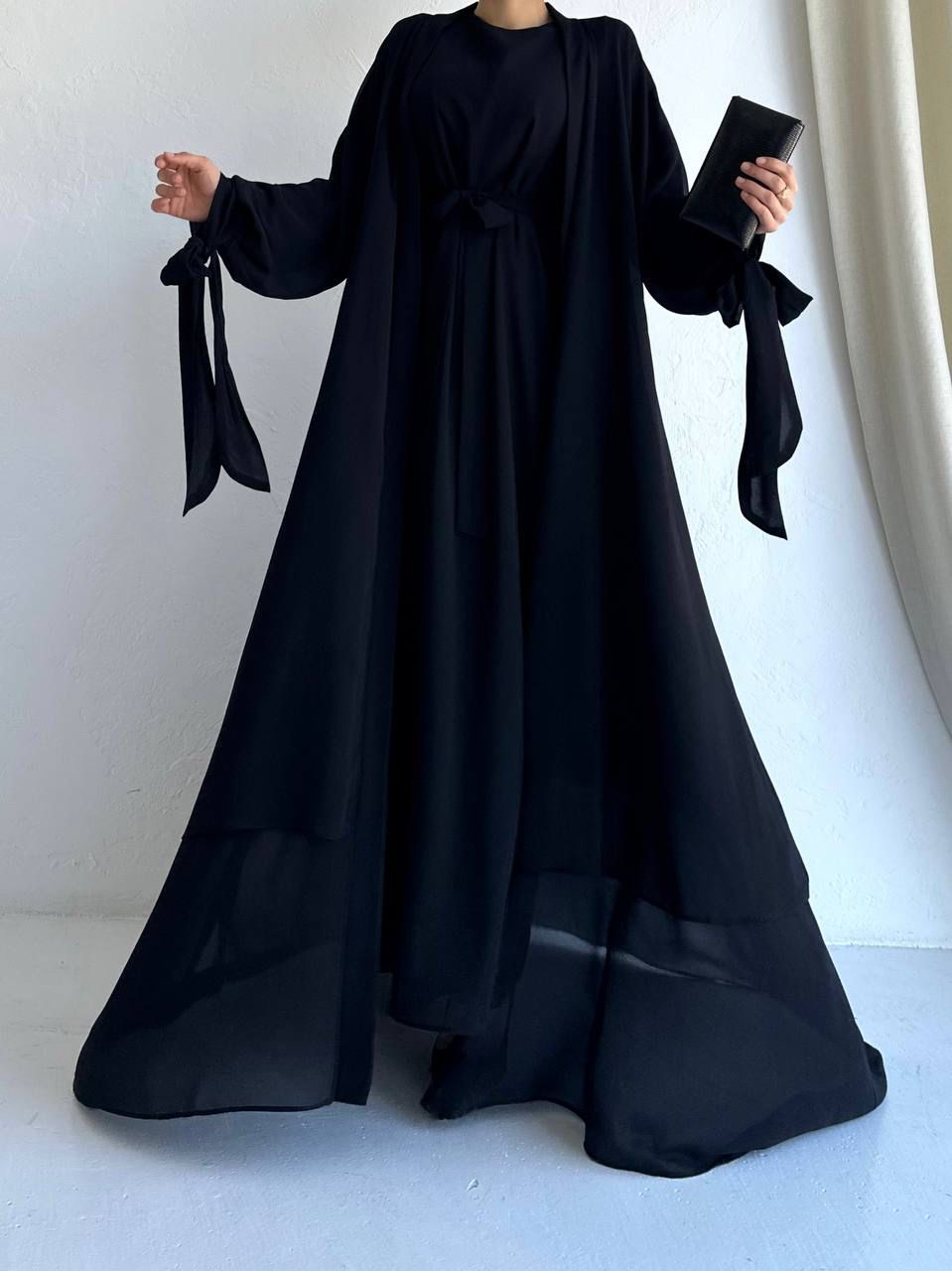 Black Elegent Abaya with 2 peices