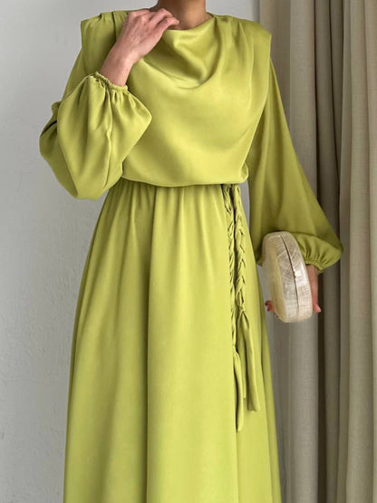Lime Elegant Dress with Belt