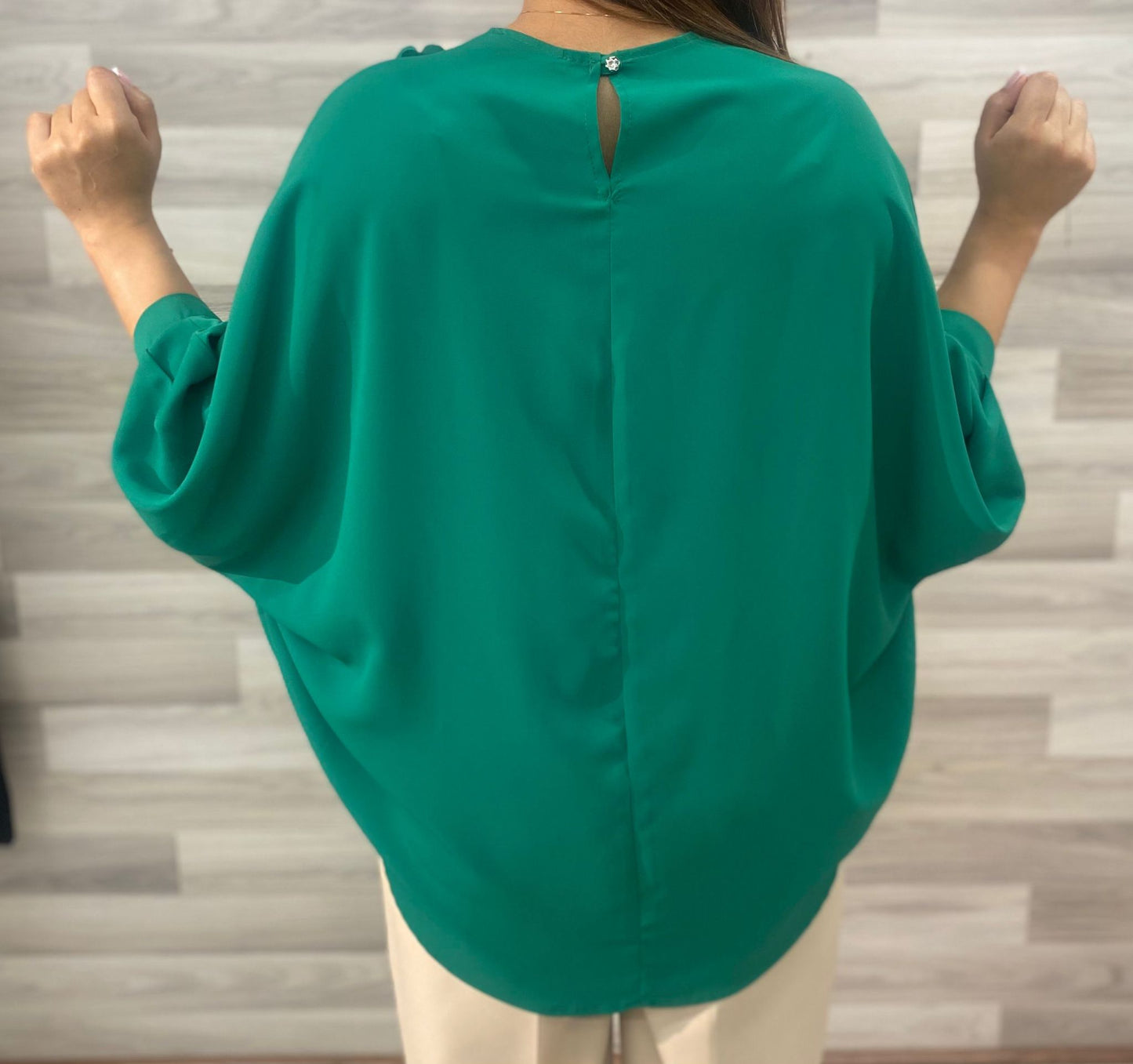 Green Women Shirt With Shoulder Roze