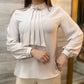 Beige Women Long Sleeve Shirt With Scarf