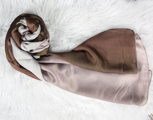 1pc Brown Gradients color Women Satin Fabric Solid Casual Scarf-Style Hijab For Daily Life