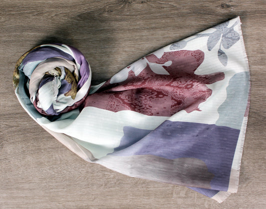 1pc Purple And Red Multi Colors Flowers Women Solid Casual Scarf-Style Hijab For Daily Life