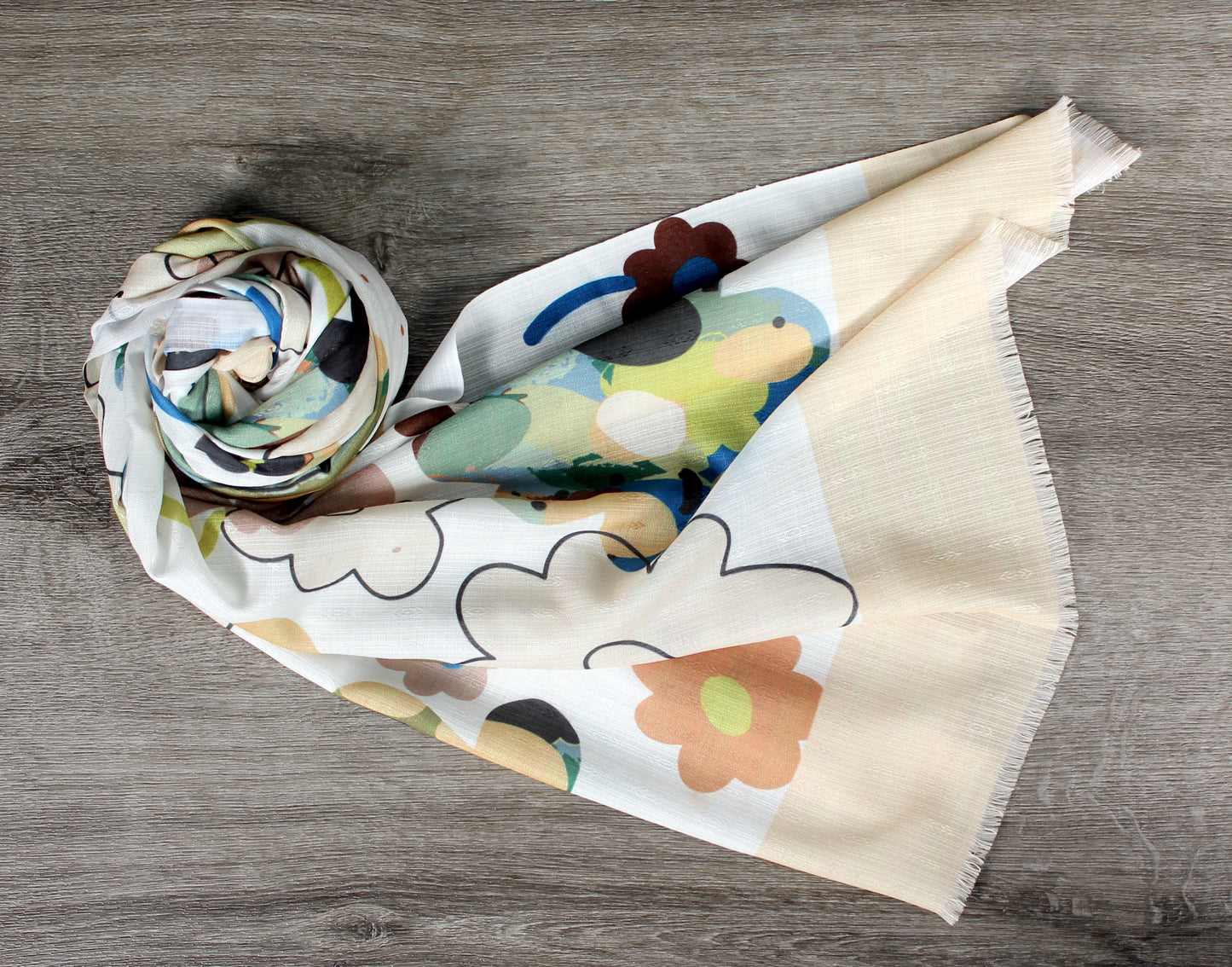 1pc Flowers Women With Beige Edges Solid Casual Scarf-Style Hijab For Daily Life