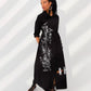 Black Modest Dress with White Draw