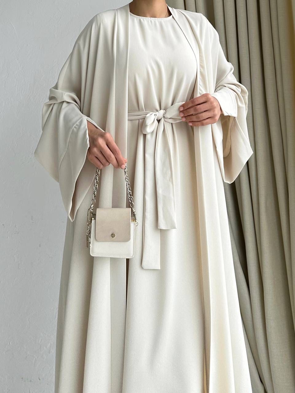 Beige Elegent Abaya with 2 peices