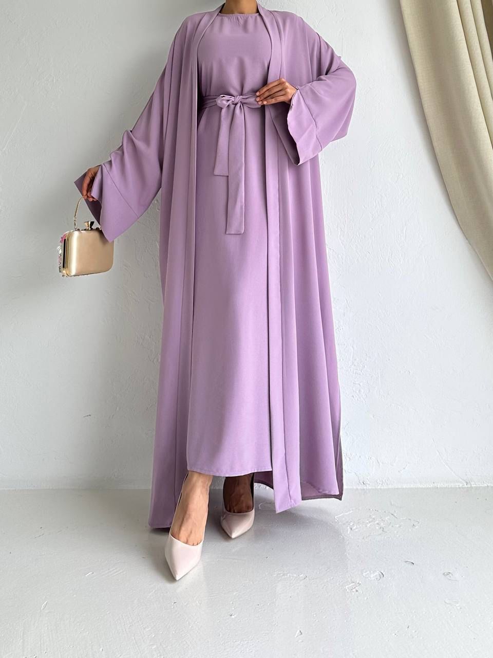 Purple Elegent Abaya with 2 peices