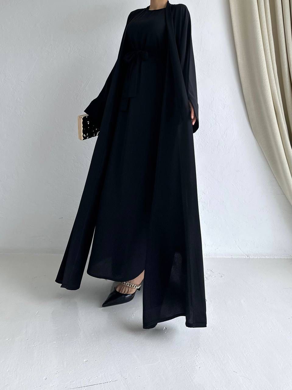 Sali Black Elegent Abaya with 2 peices