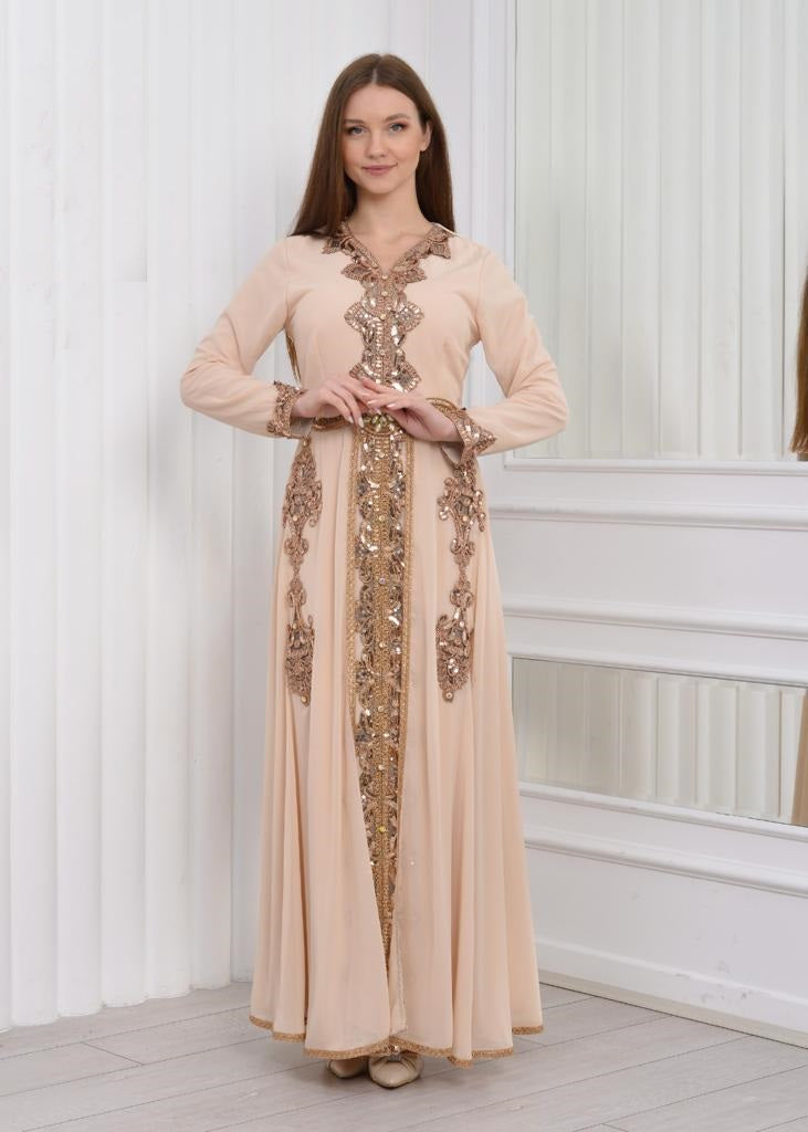 Beige Elegant Moroccan Caftan