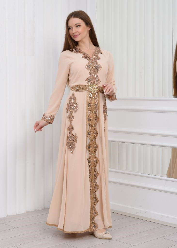 Beige Elegant Moroccan Caftan