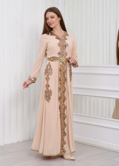 Beige Elegant Moroccan Caftan