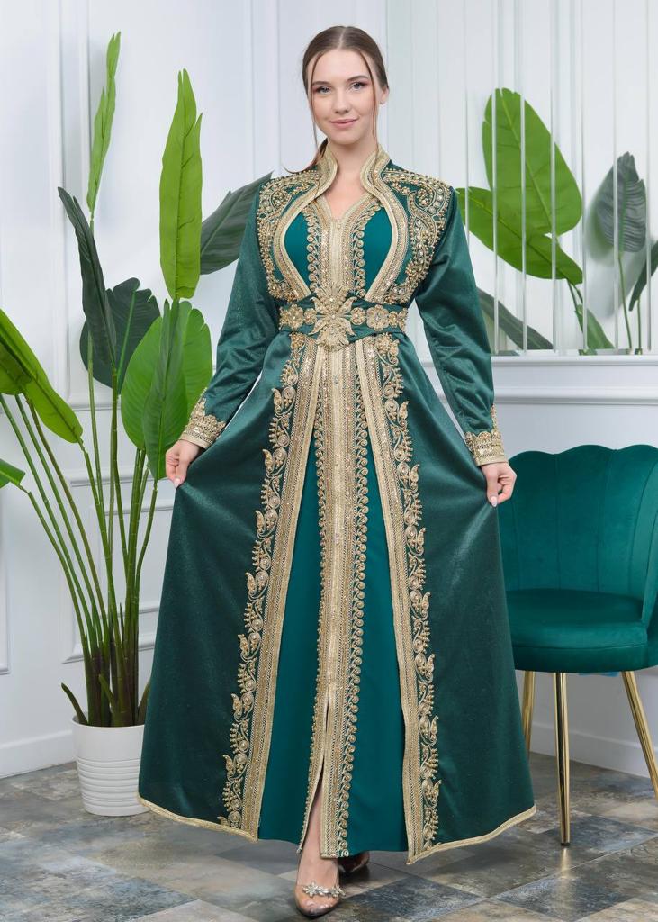 Sultana Green Evening Caftan Dress with Long hands – Lifestyleonline