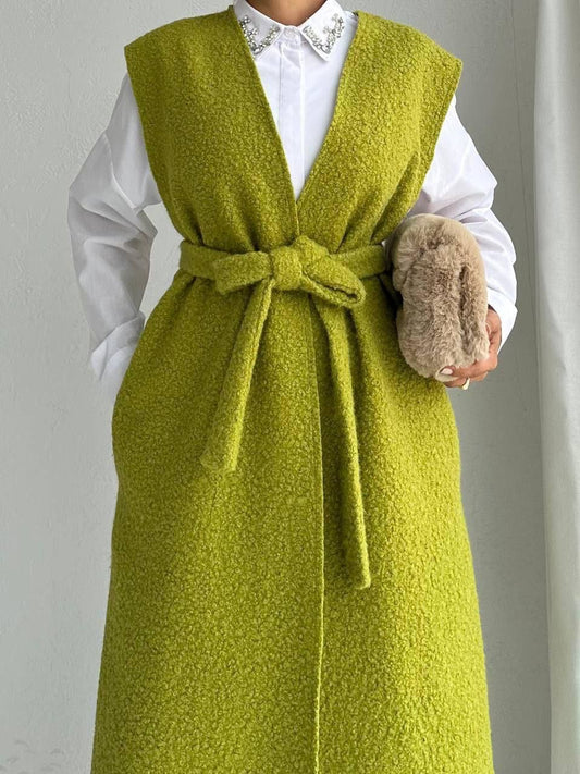 pistachios Green vest Teddy With Belt