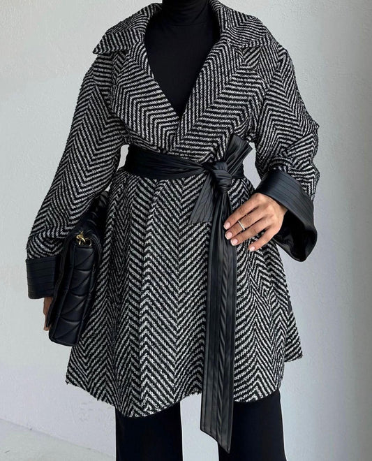 Winter Zebra coat With Belt