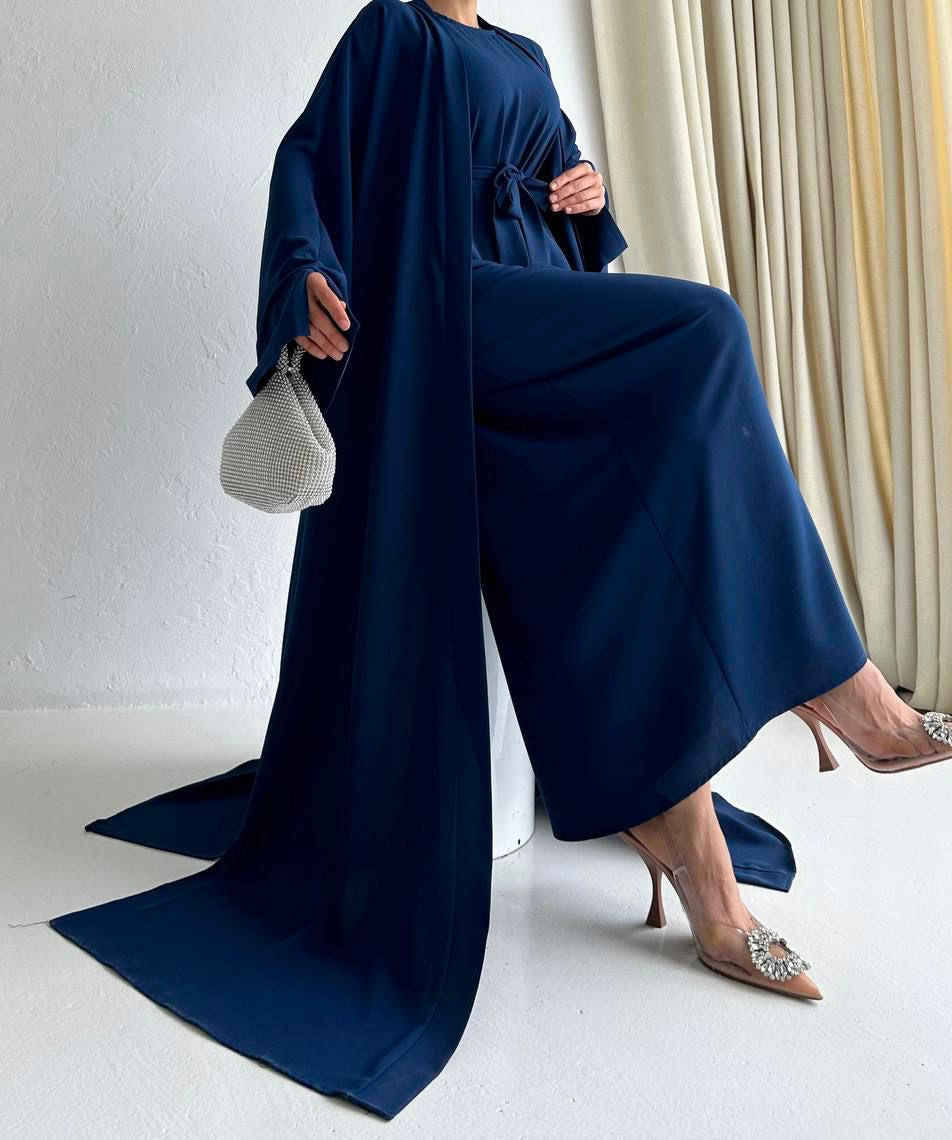 Navy Blue Elegent Abaya with 2 peices