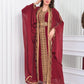 Sultana Dark Red Evening Caftan Dress with Long hands