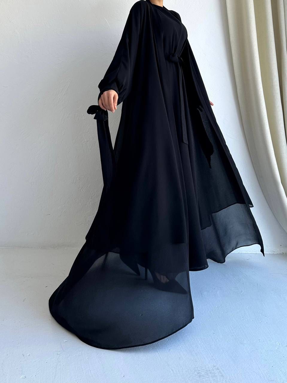 Black Elegent Abaya with 2 peices