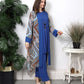 Combine Three Peices Modern Suit in Blue with Pattern