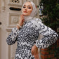 White Modest Dress with black Draw