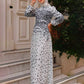 White Modest Dress with black Draw
