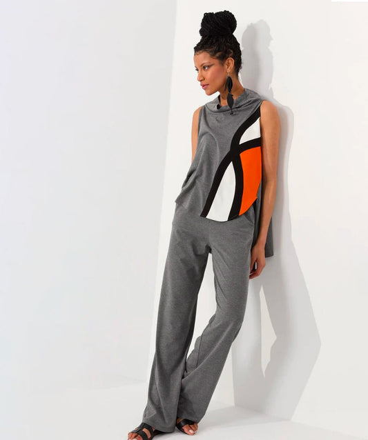 Grey Suit with white and orange colors
