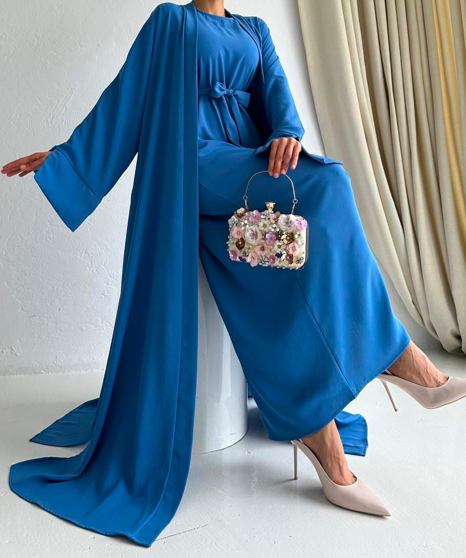 Blue Elegent Abaya with 2 peices