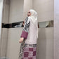 Abaya Beige And Grey with Red hands