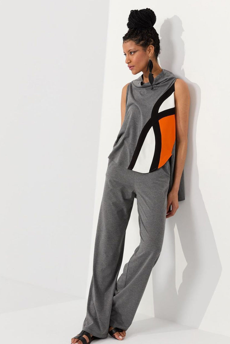 Grey Suit with white and orange colors